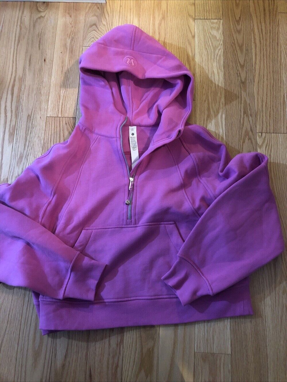 Lululemon Scuba Oversized 1/2 Zip Hoodie Pink Medium Thumbholes NWT - Picture 1 of 10